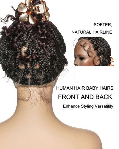 Nina - Perruque tressée sans colle, petite tête, bouts bouclés (bonnet petite taille pour petite tête)