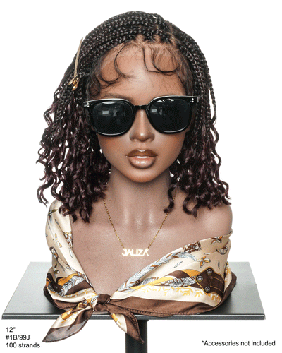 Nina - Perruque tressée sans colle, petite tête, bouts bouclés (bonnet petite taille pour petite tête)