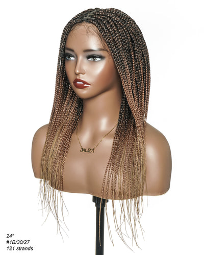 Kora - Pre Bleached Human Hair Lace Lightweight Knotless Swiss HD Lace Box Braided Wig 100 Strands