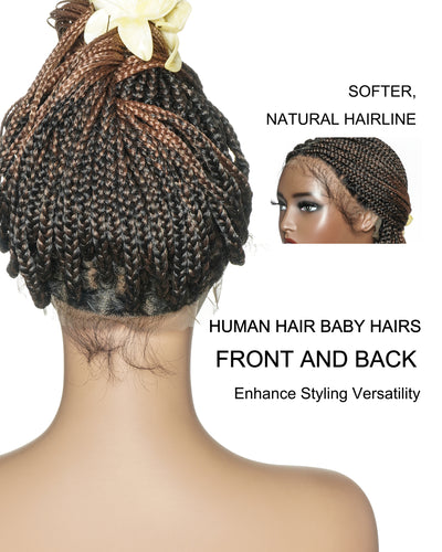 Kora - Pre Bleached Human Hair Lace Lightweight Knotless Swiss HD Lace Box Braided Wig 100 Strands