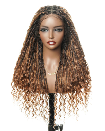 Perruque tressée de 24 po en cheveux humains bouclés légers HD Full Lace de style Boho, d'origine suisse