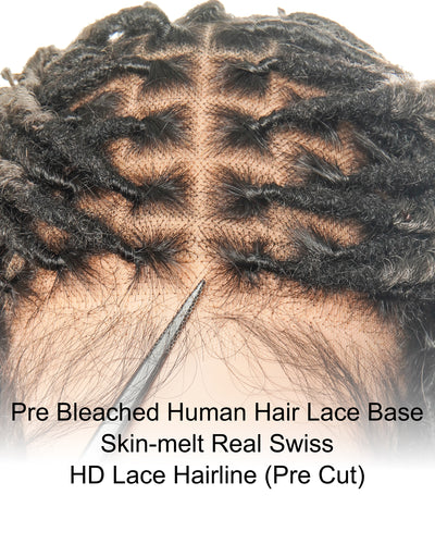 Racines brun foncé #4 - Perruque en cheveux humains pré-décolorés avec dentelle et locs boho en cheveux humains 24"