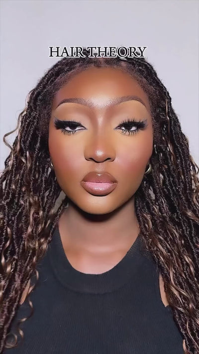 Perruque de Locs Boho sans nœuds en cheveux humains naturels avec boucles Boho et dentelle suisse HD, qualité salon