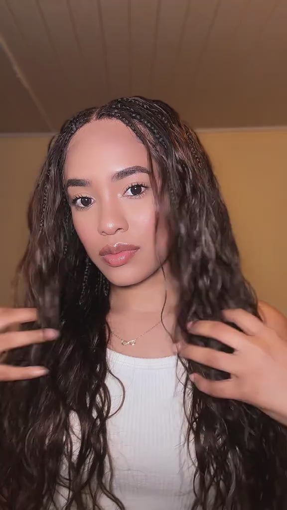 Michelle Perruque tressée en dentelle complète suisse HD de 40 à 66 cm, cheveux humains, ondulés, décolorés, couleur #4