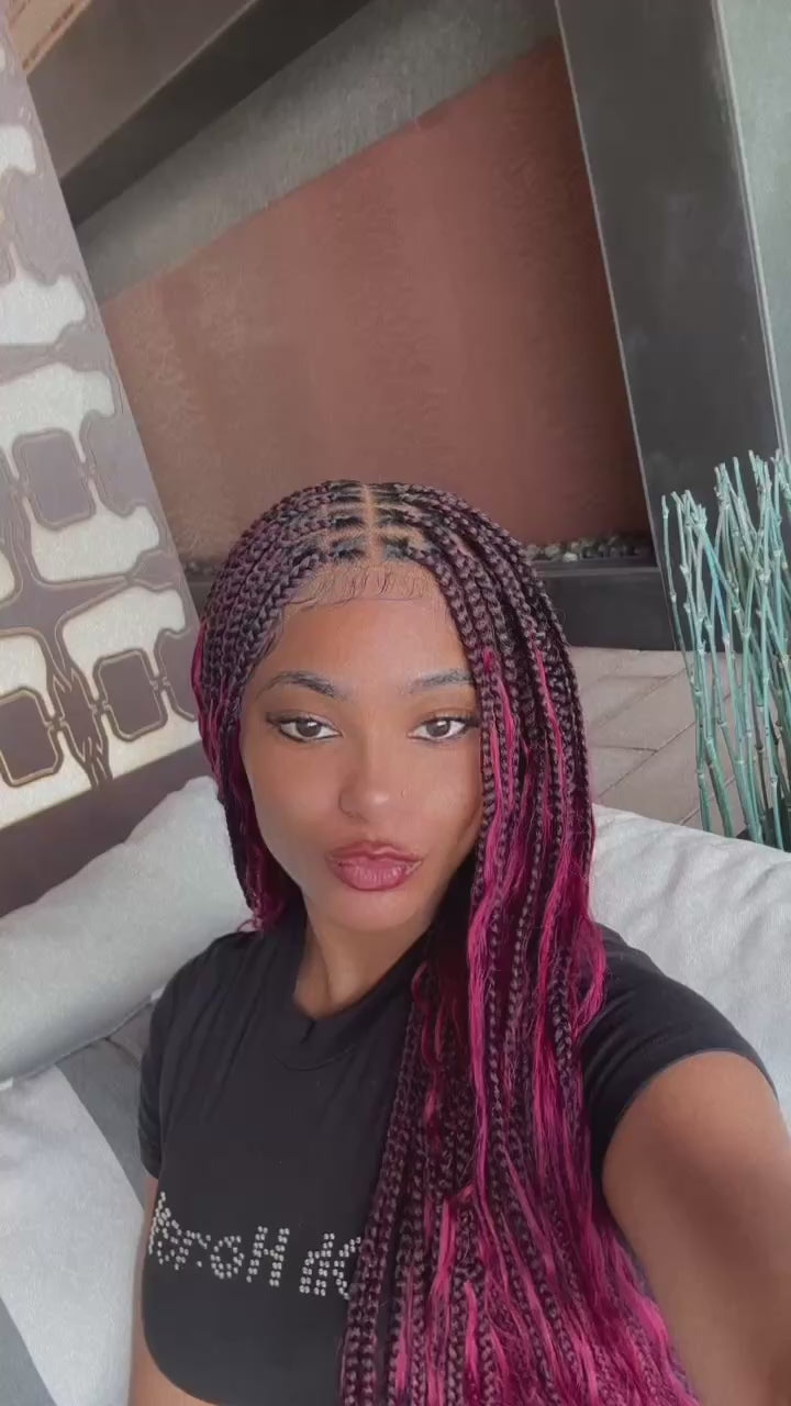 Charger la vidéo: Burgundy boho braided wig