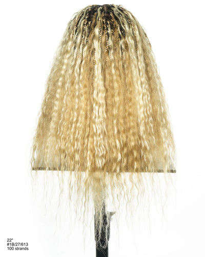 Cheveux humains Super Boho Couleur #27/613 Cheveux humains pré-décolorés Perruque tressée de type Boho sans nœuds avec dentelle, très dense, 100 mèches