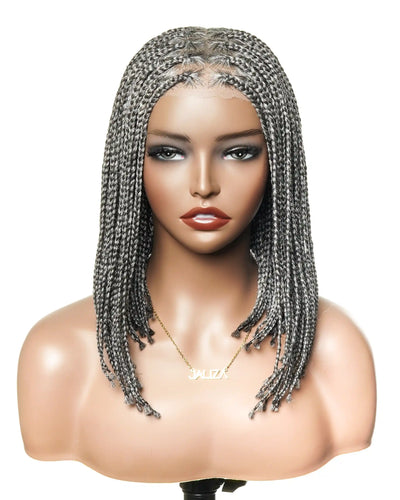 Perruque tressée de type "Bob" 12" sans nœuds, entièrement en dentelle HD