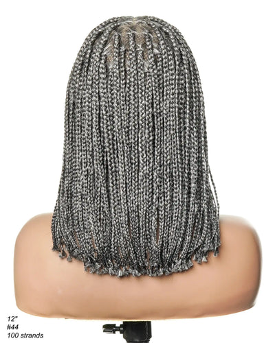 Perruque tressée de type "Bob" 12" sans nœuds, entièrement en dentelle HD