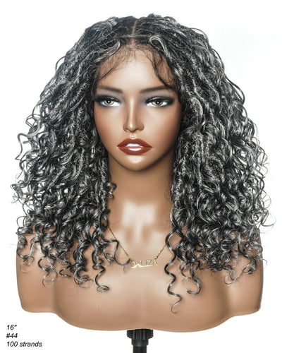 Perruque de Locs Boho sans nœuds en cheveux humains naturels avec boucles Boho et dentelle suisse HD, qualité salon