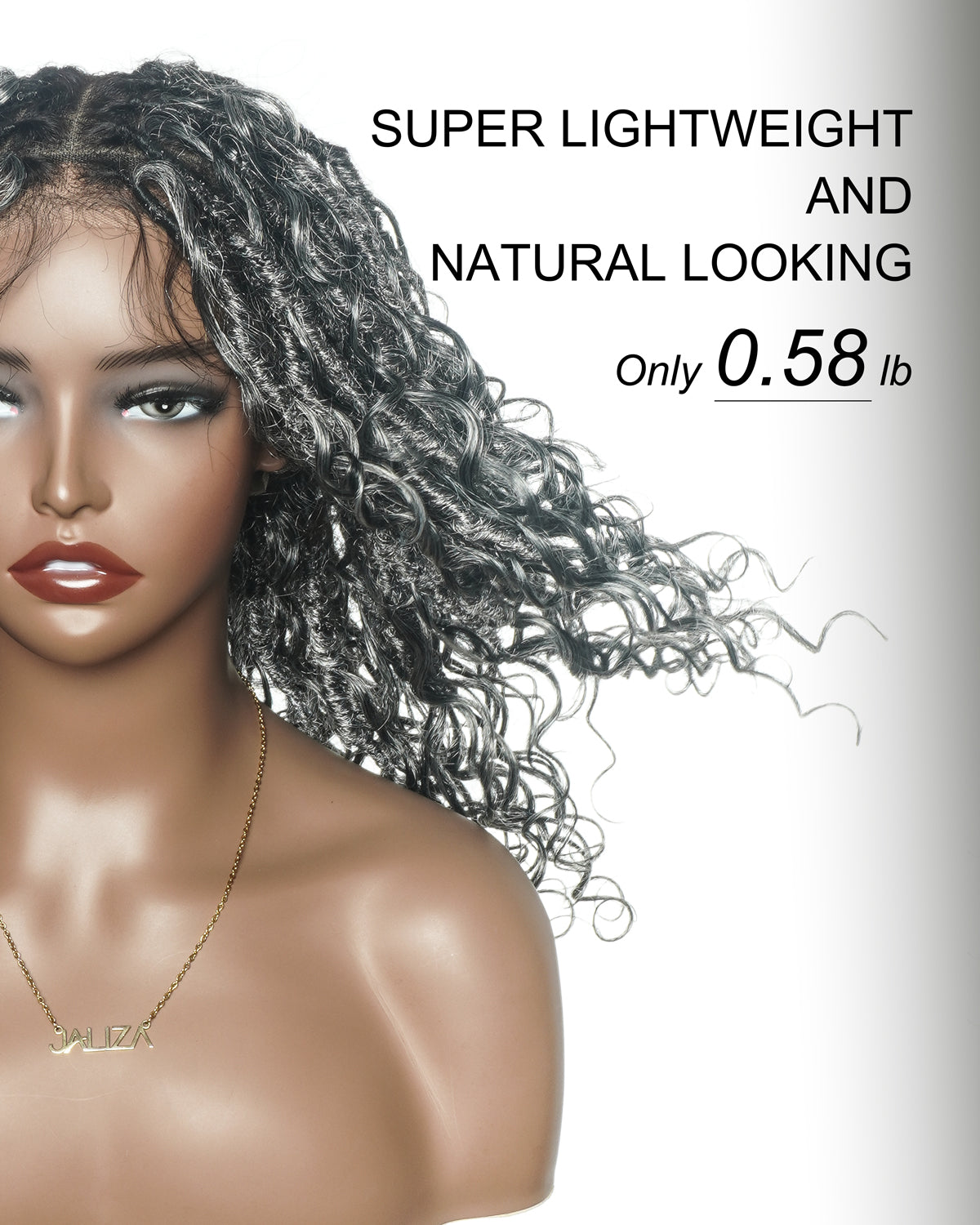 Lola - Perruque Boho Locs suisse HD pré-blanchie de 16 po avec boucles Boho en cheveux naturels