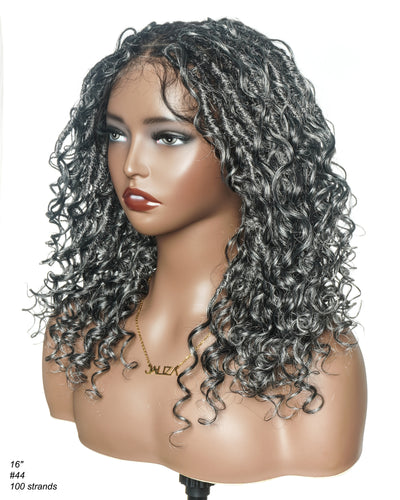 Perruque de Locs Boho sans nœuds en cheveux humains naturels avec boucles Boho et dentelle suisse HD, qualité salon