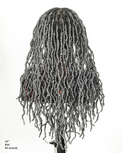 Perruque tressée de qualité professionnelle, sans nœuds, à locs, avec dentelle complète HD, 24", 80 brins