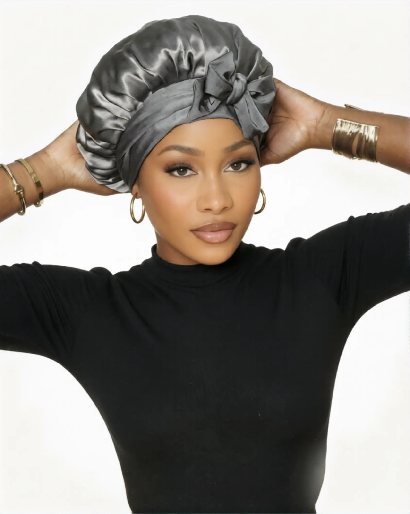 Bonnet de nuit 100 % soie de mûrier pure – Double épaisseur et réversible
