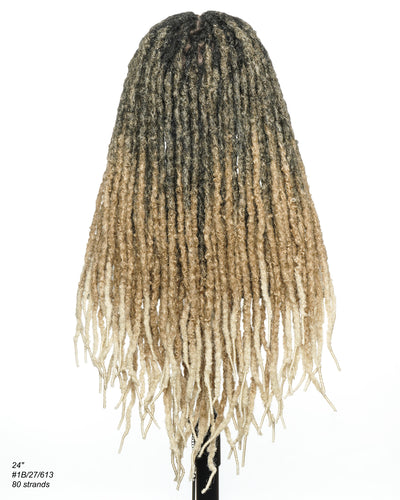 Perruque en dentelle complète suisse HD pré-blanchie, ombrée 1B-27-613, avec fausses locks douces et vieillies