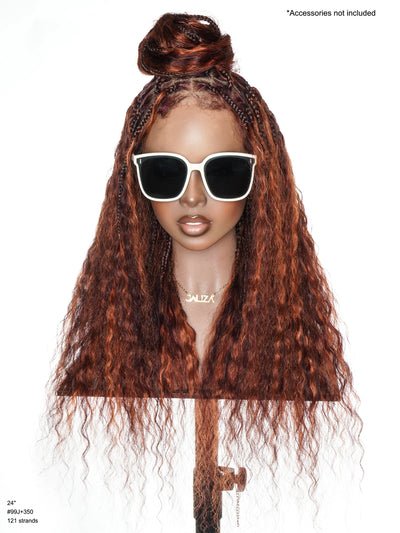 Raina - 24" Mix Color Wavy Bora Bora Swiss HD Lace Full Lace Braided Wig
