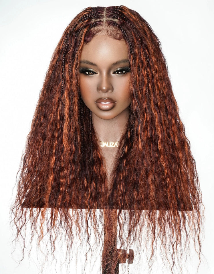 Raina - 24" Mix Color Wavy Bora Bora Swiss HD Lace Full Lace Braided Wig