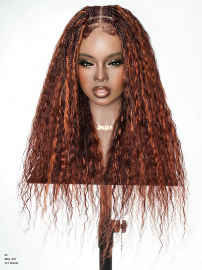 Raina - 24" Mix Color Wavy Bora Bora Swiss HD Lace Full Lace Braided Wig