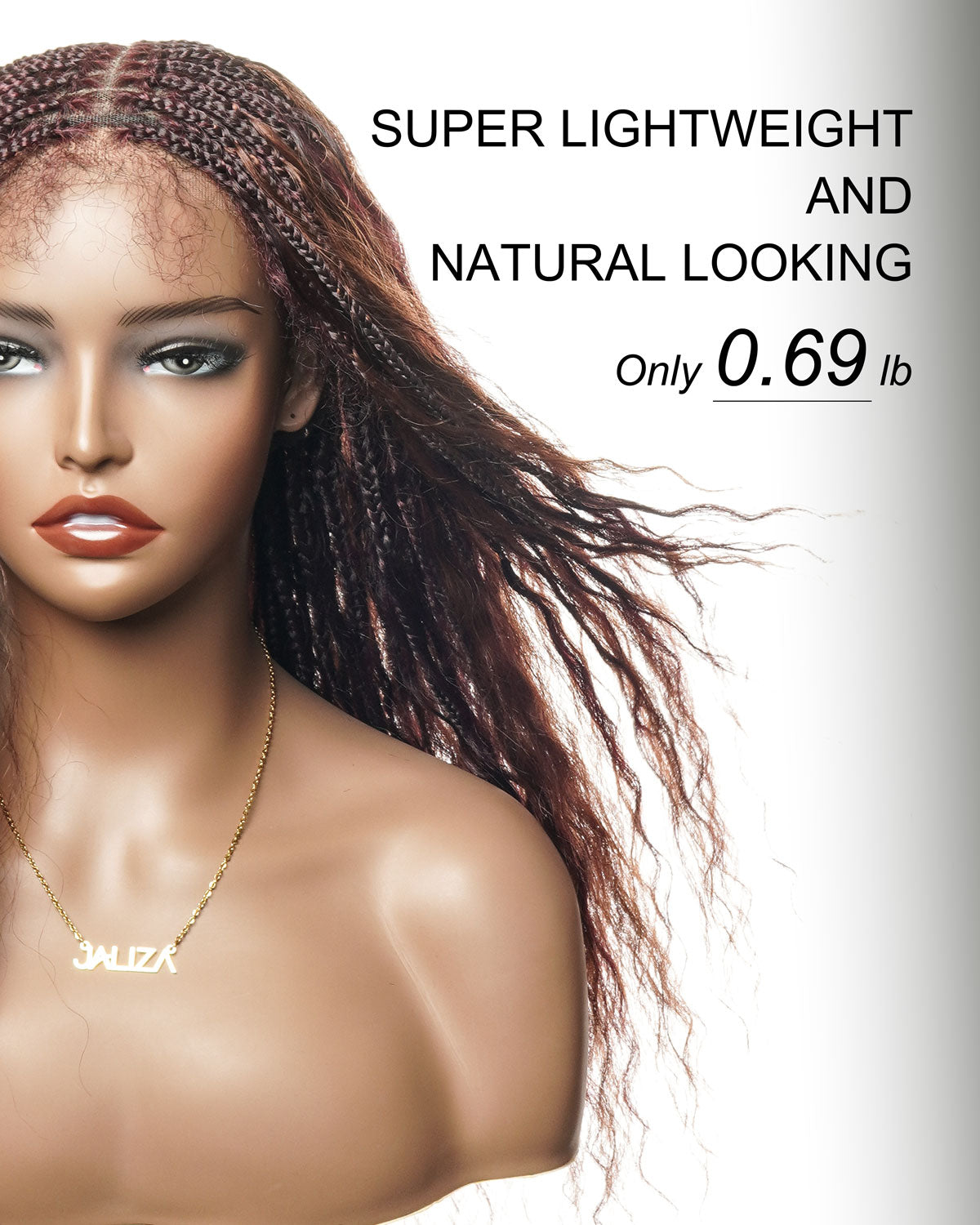 Perrque tressée de style bohème en dentelle suisse HD, cheveux humains bouclés ondulés, 24", couleurs mélangées bordeaux 99J et brun rougeâtre 33, 121 mèches