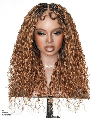 Tiana - Perruque Tressée en Cheveux Humains Pré-décolorés Bouclés Espagnols Miracle Braids Boho Swiss HD Full Lace
