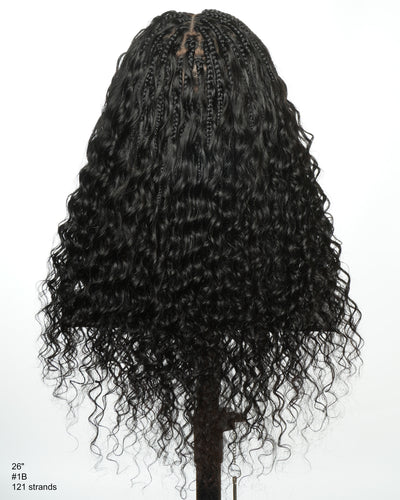 Tiana - Perruque Tressée en Cheveux Humains Pré-décolorés Bouclés Espagnols Miracle Braids Boho Swiss HD Full Lace