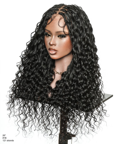 Tiana - Perruque Tressée en Cheveux Humains Pré-décolorés Bouclés Espagnols Miracle Braids Boho Swiss HD Full Lace