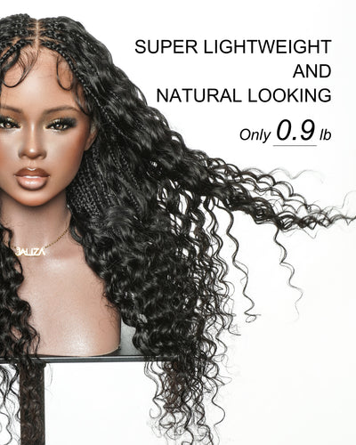 Tiana - Perruque Tressée en Cheveux Humains Pré-décolorés Bouclés Espagnols Miracle Braids Boho Swiss HD Full Lace