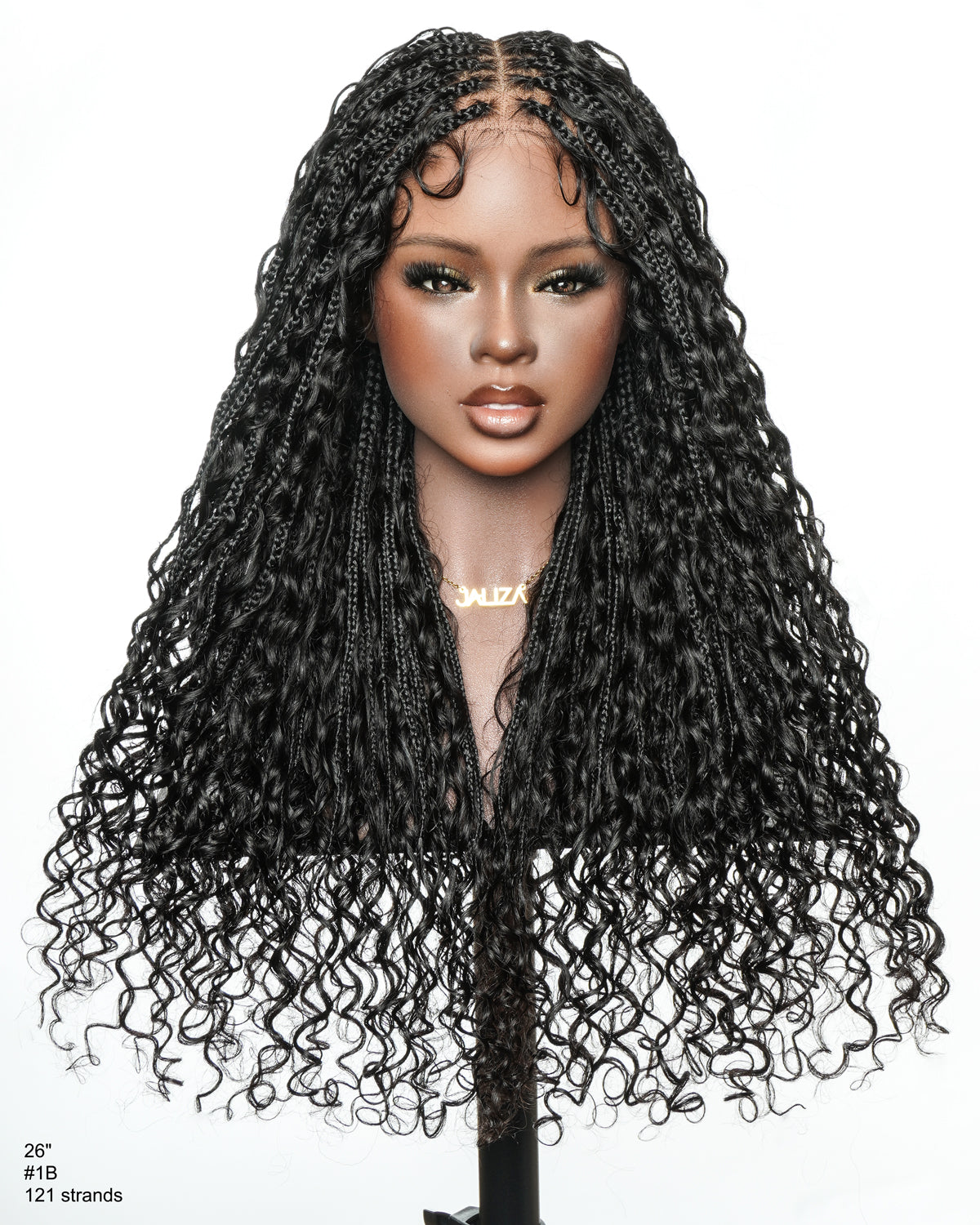 Nami - Bonnet à cordon sans colle Cheveux humains ondulés Boucles pré-décolorées Dentelle HD Suisse Perruque tressée de tresses Boho sans nœuds