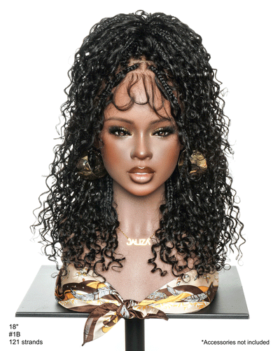 Nami - Bonnet à cordon sans colle Cheveux humains ondulés Boucles pré-décolorées Dentelle HD Suisse Perruque tressée de tresses Boho sans nœuds