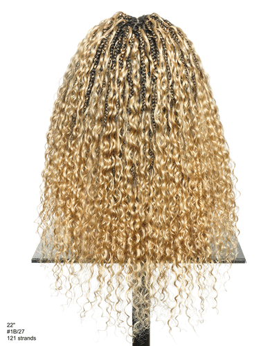 Nami - Bonnet à cordon sans colle Cheveux humains ondulés Boucles pré-décolorées Dentelle HD Suisse Perruque tressée de tresses Boho sans nœuds