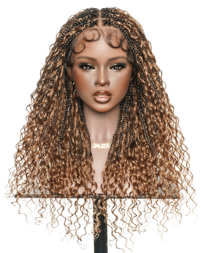 Perruque tressée de 24 pouces, pré-décolorée, style Boho, ondulée