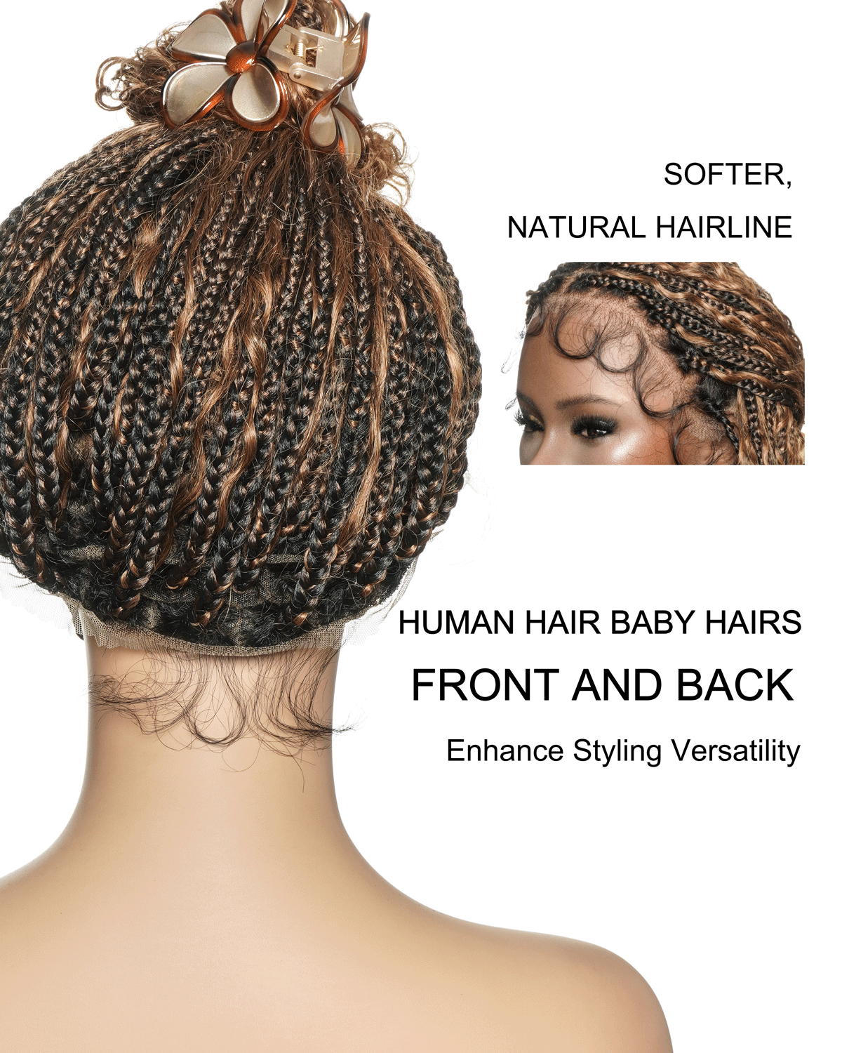 Perruque tressée de 24 pouces, pré-décolorée, style Boho, ondulée