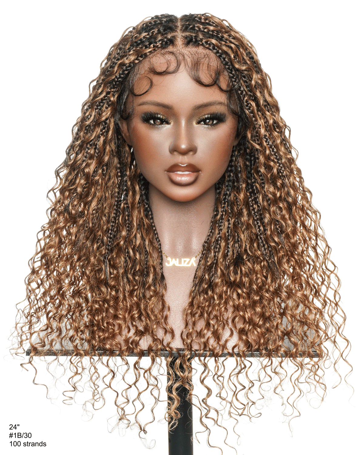 Perruque tressée de 24 pouces, pré-décolorée, style Boho, ondulée