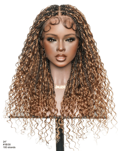 Perruque tressée de 24 pouces, pré-décolorée, style Boho, ondulée