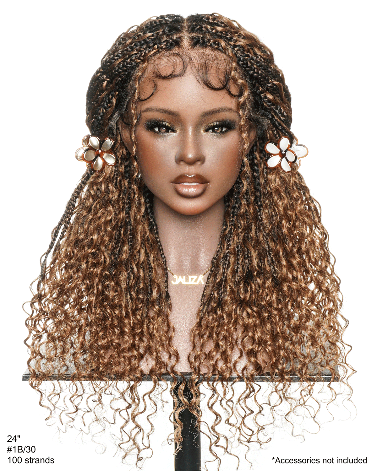 Perruque tressée de 24 pouces, pré-décolorée, style Boho, ondulée