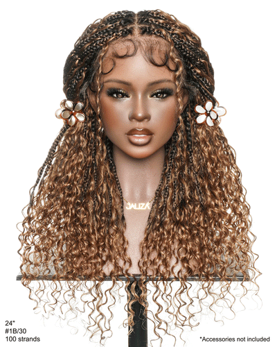 Perruque tressée de 24 pouces, pré-décolorée, style Boho, ondulée