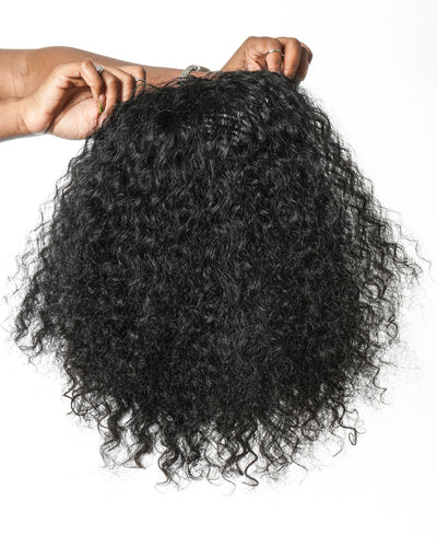 Perruque semi-complète tout-en-un 100 % cheveux humains 180 % de densité boucles profondes