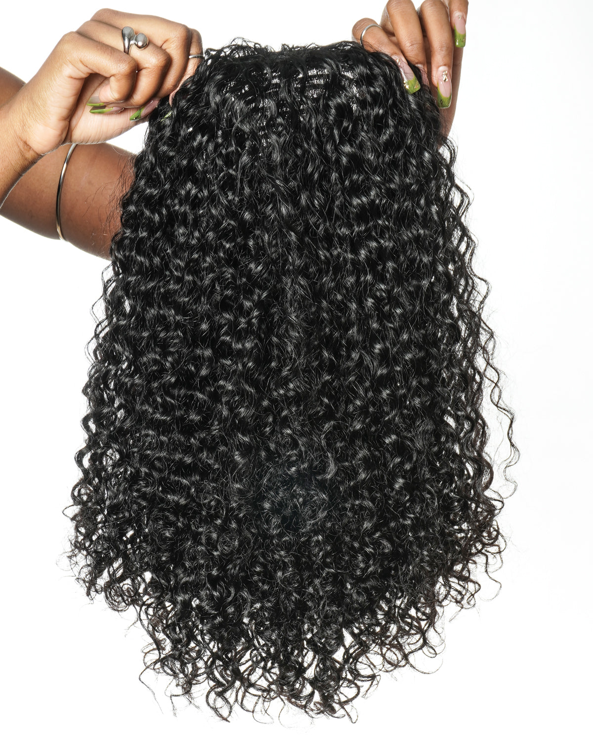 Perruque semi-complète tout-en-un 100 % cheveux humains 180 % de densité boucles profondes