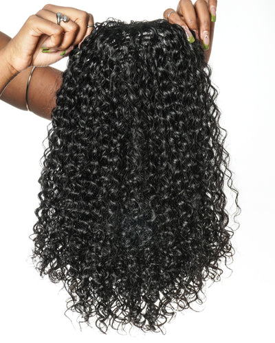 Perruque semi-complète tout-en-un 100 % cheveux humains 180 % de densité boucles profondes