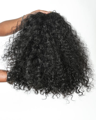 Perruque semi-complète tout-en-un 100 % cheveux humains 180 % de densité boucles profondes