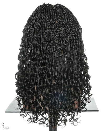 Perruque tressée de 18 pouces légère avec des pointes bouclées en cheveux naturels