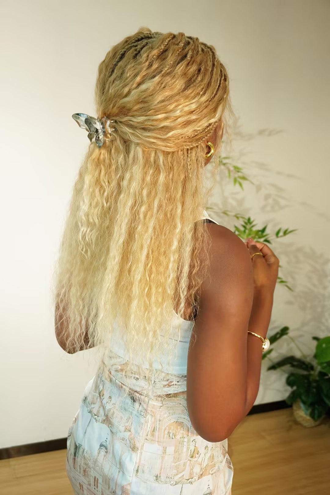 Perruque tressée Boho en dentelle complète HD, cheveux humains blonds 27/613 de 22", boucles Wet & Wavy, pré-décolorée