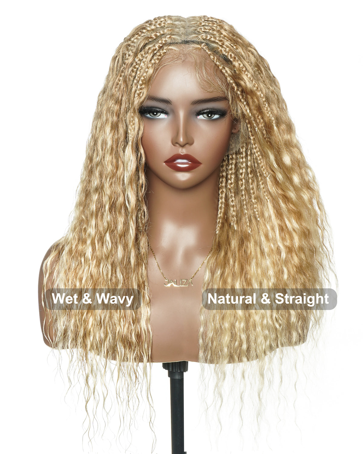 Perruque tressée Boho en dentelle complète HD, cheveux humains blonds 27/613 de 22", boucles Wet & Wavy, pré-décolorée
